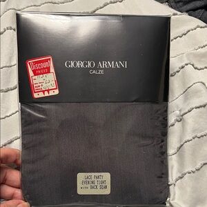 Giorgio Armani Black Lace Panty Tights with back seam